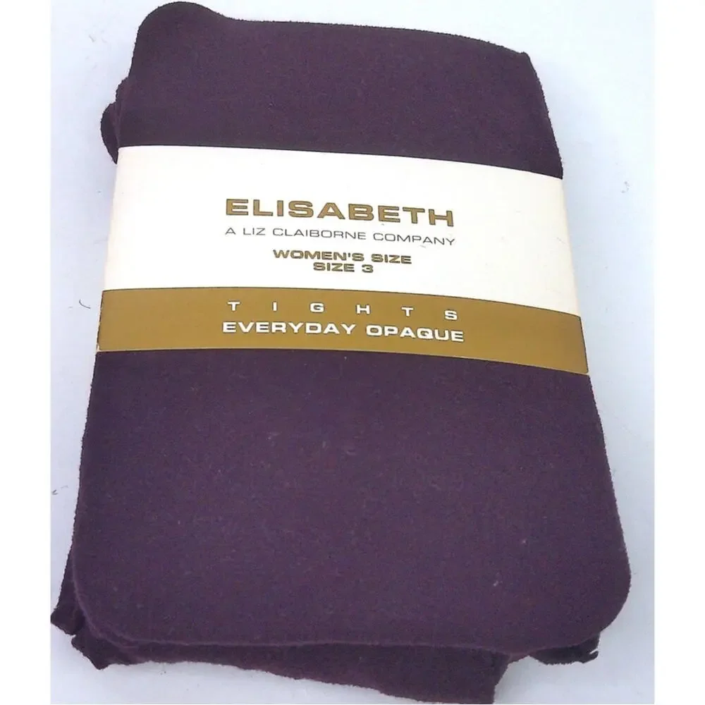 Vtg 1992 Elisabeth Liz Claiborne Everyday Opaque Tights Purple NOS New Size 3